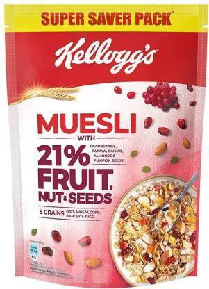 Kellogg's by KEL99 K-llogg Museli Fruit Nut 750 gm (750 g, Pouch) Pouch