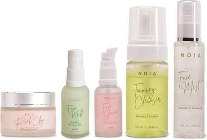 NOIA Beauty Of God - Foaming Cleanser 100ml, Face Mist 100ml, Face Juice 30ml, Face Milk 30ml And Pink clay 50gm, Hydrated, No paraben, No nasties,