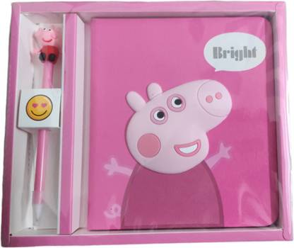 Ajauni Peppa Pig Diary with Peppa Pig Pen Assorted Diary ruled 200 Pages