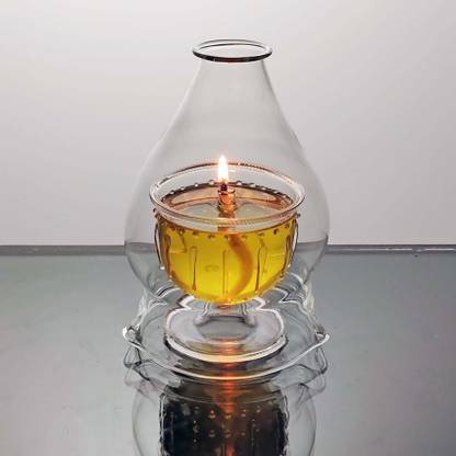 Utsav Collection Diya with Handi ( Akhand Diya) (upto 24 Hrs) | Diya for puja Borosilicate Glass Table Diya