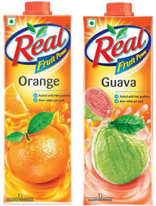 Real orange juice 1 ltr and guava juice 1 ltr