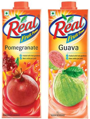 Real pomegranate juice 1 ltr and guava juice 1 ltr combo pack