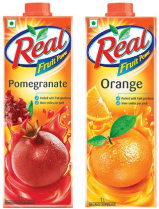 Real orange juice 1 ltr and pomegranate juice 1 ltr combo pack