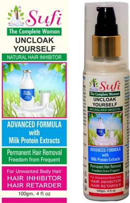sufi New Permanent & Natural Hair Inhibitor Cream Lotion for Reduction of Unwanted Body and Facial Hair in Men and Women. Stop Hair Growth Inhibitor/Retarder. Advance Formula with MILK PROTIEN EXTRACT’S.(PACK OF 1 ). Cream