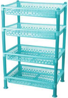 MECHON Plastic 4 Layer Kitchen Stand Fruits & Vegetable Rack Storage Stand Kitchen Trolley Storage Basket