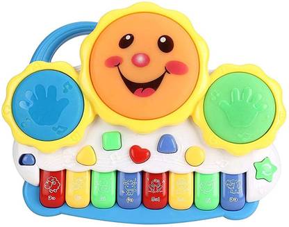 Shiv Drum Piano and Keyboard Musical Toy with Flashing Lights, Animal Sounds & Songs Toy for Kids
