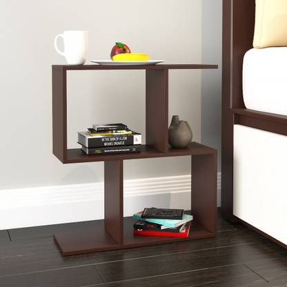 Furnifry Standing S-Shape Side Table/Side Table Decorations for Bedroom/Side Table/ Wooden Wall Shelf