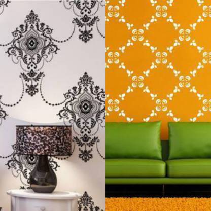 Nnk Decor Pack Of 2 Size:(16 x 24 Inch) Designer Reusable PVC Wall Stencil for Home Decor B5920_B5660 Wall Stencil Stencil