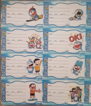 Super Easy 6.22 cm Doraemon Mixed Design Name Slip Note Books Stickers School Labels for Kids (Pack of 160 Stickers) Self Adhesive Sticker