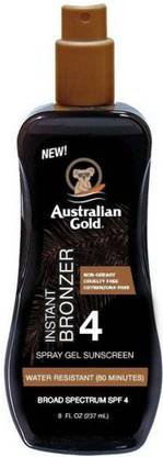 Australian Gold Sunscreen - SPF 50 Sunscreen Spray Gel with Instant Bronzer SPF 4