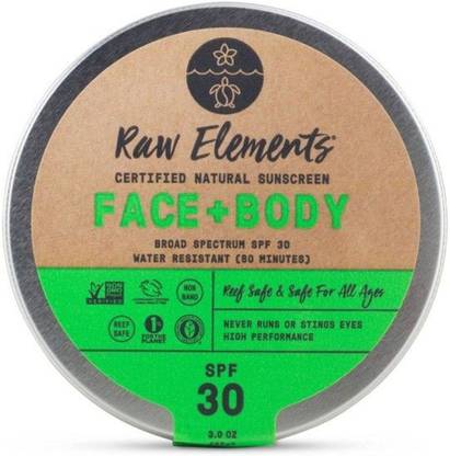 Raw Elements Sunscreen - SPF 50 Face and Body Mineral Sunscreen Tin
