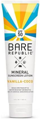 Bare Republic Sunscreen - SPF 50 Mineral Sunscreen Vanilla Coco Lotion SPF 5 5. fl oz