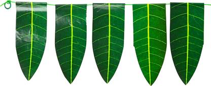 Epoojacart Set of 5 Thoranam- Green Thoran Leaves- Plastic Mavidakula Thoranam- Decorative Door Hanging (92 x 6 x 13 cm, Green) Toran
