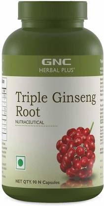 GNC Herbal Plus Triple Ginseng Root l Supports Energy & Vitality l 90 Caps