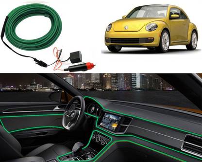 Selifaur Cold Dashboard Luxury 5 Meter Car Dashboard Ice Green EL Wire Car Interior Light Ambient Neon Light Beetle Car Fancy Lights