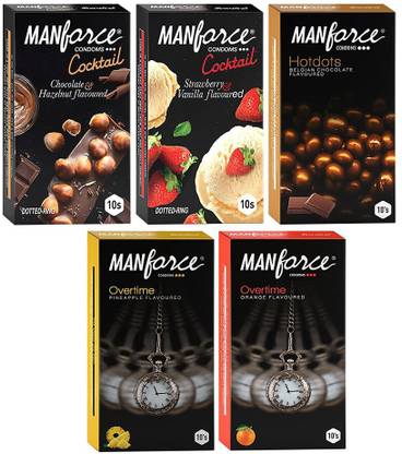 MANFORCE Premium Range Combo Flavours Transparent, Large, Ribbed, Contoured, & Dotted Condom