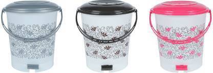 YASHODEEP PLASTIC New Unique Printed Design Standard Plastic Pedal Bin ( 12 L - 3 pcs ) ( Multicolor ) डस्टबिन