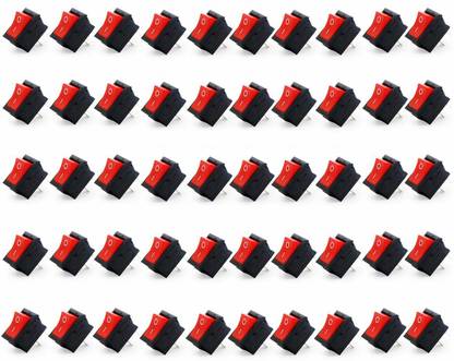 Electronic Spices (50psc) Small Mini On/Off Rocker Switch Snap-in 2-Pin Red Plastic Button Electronic Components Electronic Hobby Kit