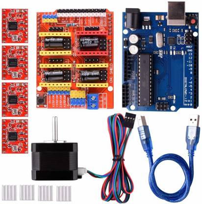 IDUINO Arduino CNC Shield Contoller Kits for 3D Printer,CNC Shield V3.0 + UNO R3 Board + Nema 17 Stepper Motor + A4988 Stepper Motor Driver + Heat Sinks,Perfectly Compatible with GRBL Electronic Components Electronic Hobby Kit