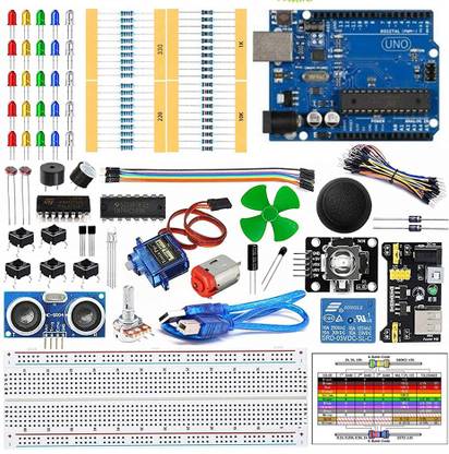 IDUINO The Basic Starter kit for Compatible with Arduino UNO R3, Breadboard, LED, Resistor,Jumper Wires and Power Supply Educational Electronic Hobby Kit