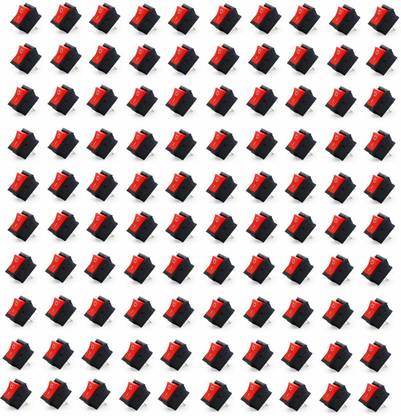 Electronic Spices Small Mini Boat Snap-in 2-Pin Red Plastic On/Off Rocker Switch Button (100psc) Electronic Components Electronic Hobby Kit