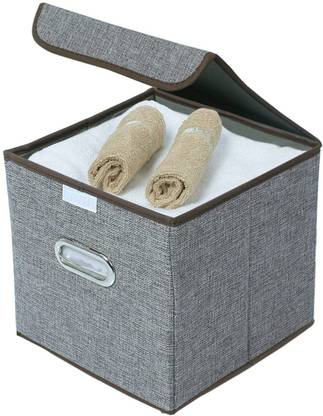 SeaRegal Cotton Foldable Cube Storage Bin Basket for Office, Home Closet, Grey, 10x10 inches, Square - Pack of 1 Storage Basket