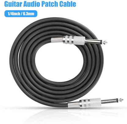 Belear 3 Meters Electric Bass Guitar Cable - 6.35mm Male to 6.35mm Male Mono Plug Double Angled TRS Patch Cable