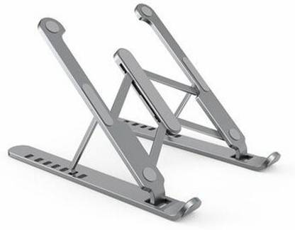 ENMORA Y98T_87_LAPTOP METAL STAND_Adjustable Laptop Stand/Portable Laptop Desk for Bed, Couch & Floor/Thin & Foldable Lap Table for All Laptop Sizes/Ergonomic & Non-Slip Lap Standing Desk (16x25x15 Cm, Silver) Aluminium Alloy Adjustable Laptop Stand/Portable Laptop Desk for Bed, Couch & Floor/Thin & Foldable Lap Table for All Laptop Sizes/Ergonomic & Non-Slip Lap Standing Desk Laptop Stand Aluminium Desk Stand Rotatable Laptop Stand with Adjustable Height Compatible with 26 - 35 cm Laptops