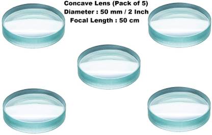 ERHIndia (Pack of 5) Concave Lens (Diameter-50 mm Diameter) (Focal Length-50 cm) for DIY Science Experiments and Projects Kits