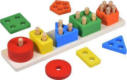 NEXT CREATION Wooden Intellectual Angle Geometric Shapes Matching Five Column Blocks Educational & Learning Toys for Kids