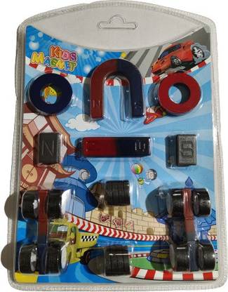 Levin 16 pcs Magnet car Game ns magnet ,u magnet , Round magnet, Ns black magnet, Round black magnet & 2 pc car magnet game magnet Kit Educating Toy for Kids for Projects Multipurpose Office Magnets, Fridge Magnet Pack of 16