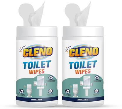 CLENO Toilet Cleaning Wet Wipes For all Toilet Areas like Toilet Commode/ Toilet Seats/Flush/Knobs/Wash-basin/Taps with Anti-Bacterial & Germs Protection - 50 Wipes (Pack of 2) (Ready to Use) Wipes