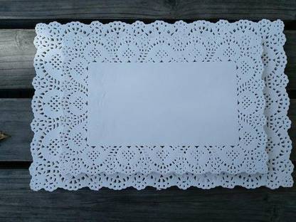 EleWa Rectangular Paper Lace Doilies/Paper/Doily/Table Mat/ Tray Mat For Cake Decoration White Paper Napkins