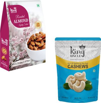 KING UNCLE Dry Fruits Combo Pack With Roasted Almonds 200gm & Cashews(W320) 250gm - 450gm Assorted Seeds & Nuts