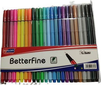 Levin 24 Color Skyglory Hexagonal 0.4mm Fine Point Fineliner No Bleed Through Pens Markers Set Colored Sketch Writing Drawing for Bullet Journal Planner... Fineliner Pen