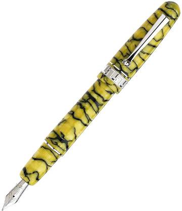 DELTA REDISCOVER POMPEI FP CCB NIB NUMBERED COLLECTION IN YELLOW CELLULOID WITH SILVER RING Fountain Pen