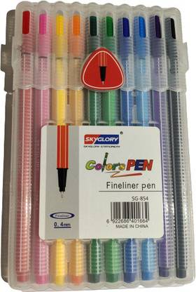 Levin 10 Color SkyGlory Hexagonal 0.4mm Fine Point Fineliner No Bleed Through Pens Markers Set Colored Sketch Writing Drawing for Bullet Journal Planner Note Taking and Coloring Book Calligraphy Fineliner Pen