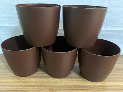 Khushi Enterprises Flower Pot Ronda 1412 CP - 5.3 Inch -Coffee Plant Container Set