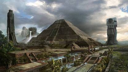 Fantasy Art Pyramid Digital Art Maya Civilization Matte Finish Poster Paper Print