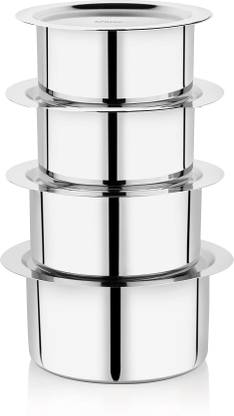 Ajay's Shoppe Premium Quality Steel Mini Patila with Lid 100 ml/ 150 ml/ 200 ml / 250 ml Tope Set with Lid 0.1 L capacity 10 cm diameter
