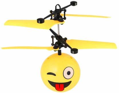 Radha Kripa flying emoji ball helicopter Hand Sensor Flying Smiley Emoji | Toy Helicopter Toy Children