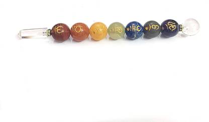 AIR9999 Seven Chakra Symbols Engraved Chakra Crystal Balls Reiki Healing King Size Jumbo Wand Chakra All in one Wand for Reiki Healing Decorative Showpiece - 2 cm