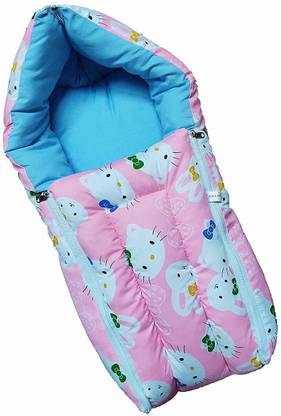 Baby Desire Baby Bed Cum and Sleeping Bag (0 to 3 Months) Sleeping Bag (Pink Kitty) Sleeping Bag