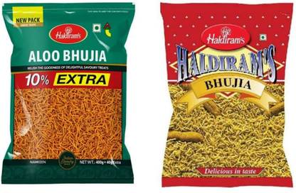 Haldiram's aloo bhujia and besan bhujia combo pack