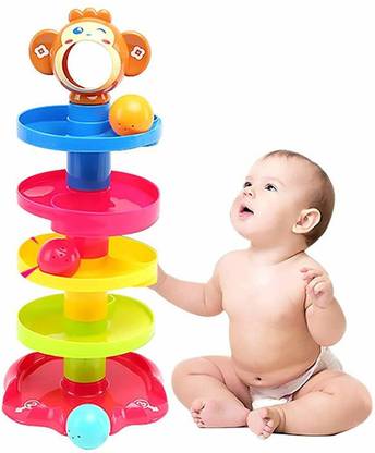 Radha Kripa Children Preschool Fun Stack 5 Layers Tower Ball Rolling Game Play Activity For Boy & Girl ( Playing with Learning )