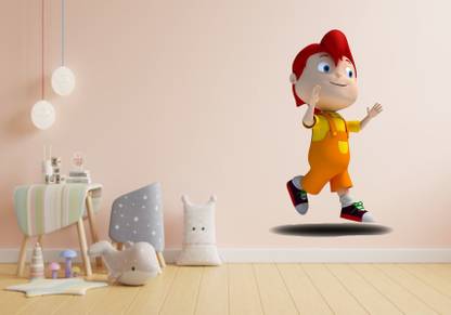 KUKU HOME DECOR 55.88 cm Beautiful 3D Kid Walking Kids room, kids bedroom multicolor wall decal for home wall design and creative Self Adhesive Sticker