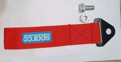 Auto MT RED SPARCO Tow Belt & Strap SPARCO Premium RED Universal Front & Rear Tow Strap/Tow Hook Towing Belt (Nylon, 1000 kg Pull Capacity) Bike Fairing Kit