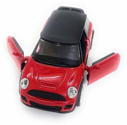 PM ENTERPRISE Mini Cooper Die-Cast Metal Car Toy with Openable Doors and Pull Back Action | White Color (Red)