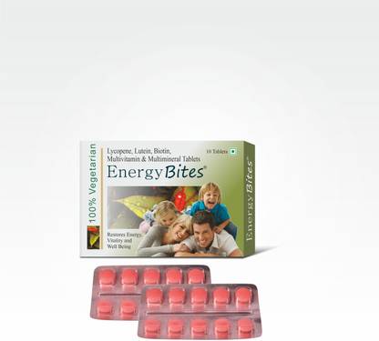 Energy Bites 100% Veg Multivitamin & Multiminerals Tablets Restore Energy|Vitality Pack of 1x10