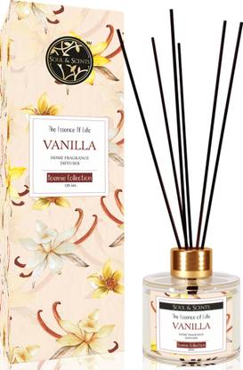 Soul & Scents Vanilla Diffuser Get 6 Fiber Stick Natural Fragrance & Smoke Less Room Freshener Diffuser Set, Aroma Oil VANILLA REED DIFFUSER